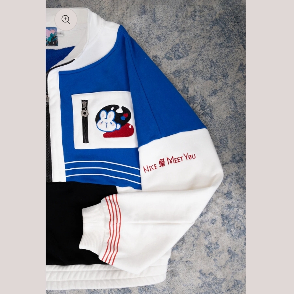 Fuwaffy Blue and White UNISEX Sweater